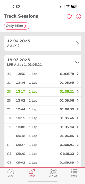 Racebox Track Sessions